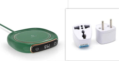 USB coffee mug warmer with power adapter and cable