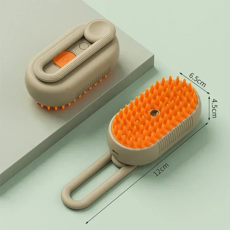 Steam brush demonstration on pet coat