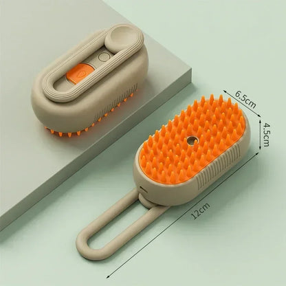 Steam brush demonstration on pet coat