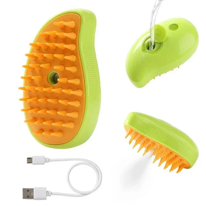 3-in-1 Steam Brush for Dogs & Cats - Professional Grooming & Massage Tool
