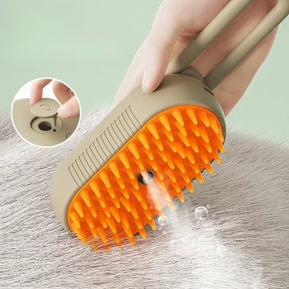 Pet steam brush massage technique demonstration
