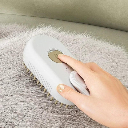Pet steam brush in use - gentle grooming demonstration