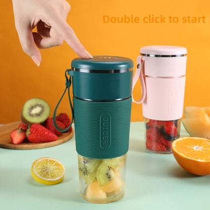 Mini wireless electric food chopper with fresh fruits and vegetables for kitchen prep