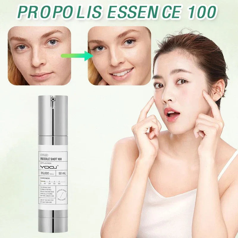 REEDLE SHOT 100 Essence before and after results - anti-aging face serum application