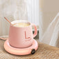 Smart mug warmer heating pad with pink coffee cup