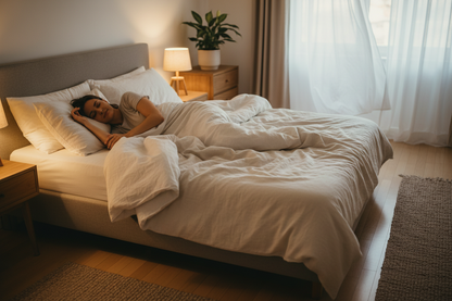 Person sleeping peacefully - Magnesium Glycinate Transdermal Patches for deep restful sleep